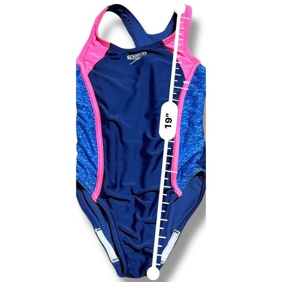 Speedo Girls Infinity Swimsuit One Piece Athletic Swimwear Pink Blue XS 5/6 - Picture 5 of 10